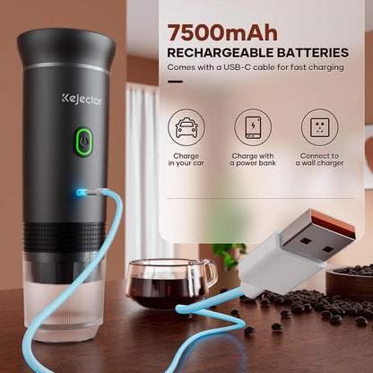 Portable Battery Coffee Maker Espresso Machine, 20 Bar Nano Car Coffee Mini Espresso Machines Self-Heating Electric Espresso Maker, USB-C 3-In-1 Ground Coffee & NS Capsule Pod RV Hiking Camping